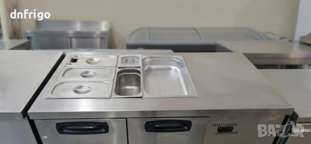 Професионална хладилна маса с две врати и вградена саладета, снимка 2 - Обзавеждане на кухня - 53885380