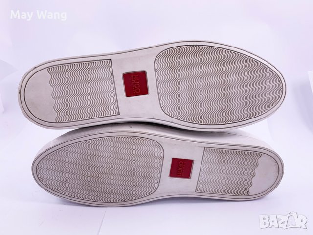 Мъжки високи кецове Hugo Boss, от естествена кожа,  46, 30.5cm, Бял, снимка 5 - Кецове - 32186688