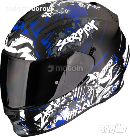 Мото каска за мотор Scorpion EXO 491 Spector Black/BLue,очила 318.80 лв. / 163 €