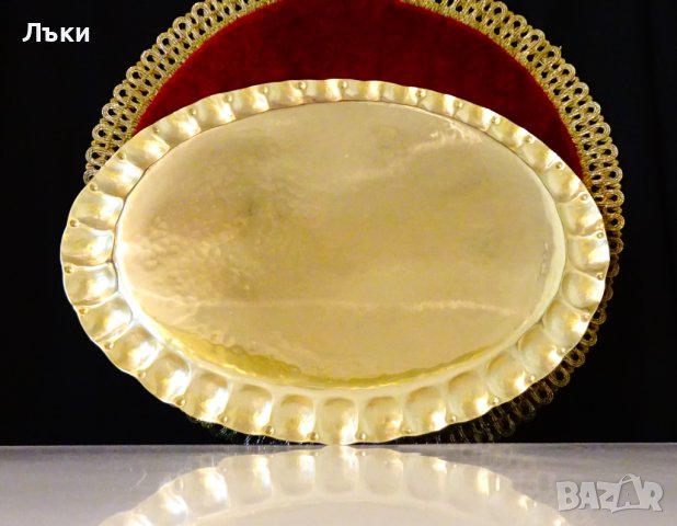 Бронзов поднос,плато,ръчно кован релеф., снимка 3 - Антикварни и старинни предмети - 42449729