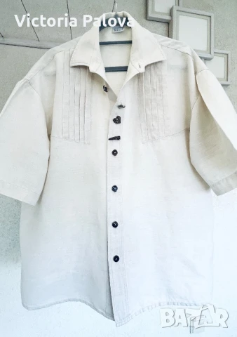 Свободна риза MERIT, лен и памук, снимка 11 - Ризи - 51240350