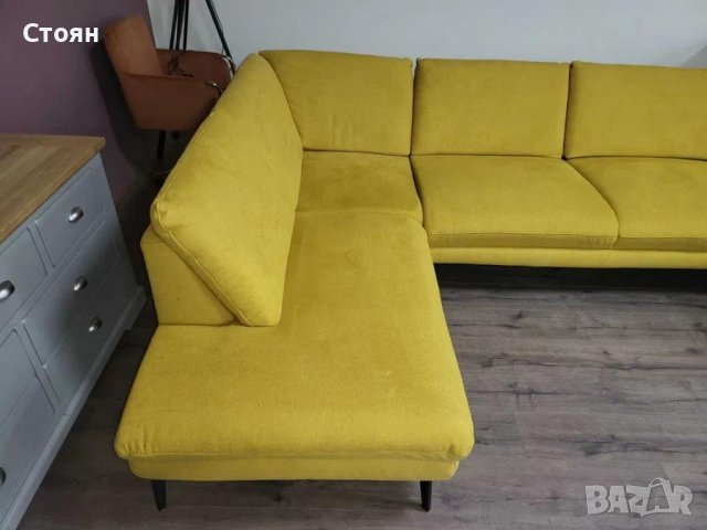 Жълт П образен ъглов диван от плат Dieter Knoll ZE-EM20075, снимка 2 - Дивани и мека мебел - 44244515