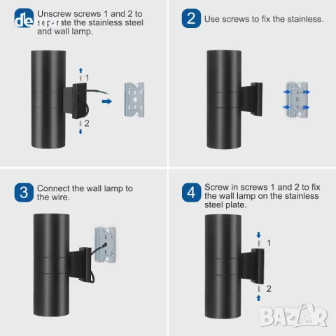  Yasotek Up and Down Външна стенна LED лампа, RGBW водоустойчива, дистанционно, 48W сменяща цвета , снимка 2 - Външни лампи - 47440730