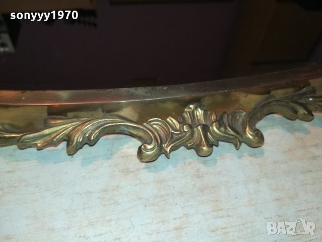 антично огледало-мед/месинг-масивно-внос швеция 55х45см, снимка 12 - Антикварни и старинни предмети - 30139515