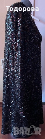 Черна рокля с пайети., снимка 3 - Рокли - 54092544