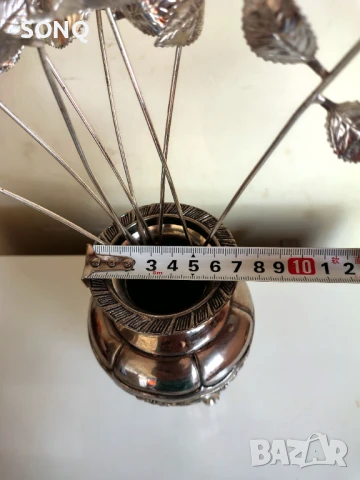 Прекрасна Посребрена Ваза Със Посребрени Цветя, снимка 8 - Вази - 51146602