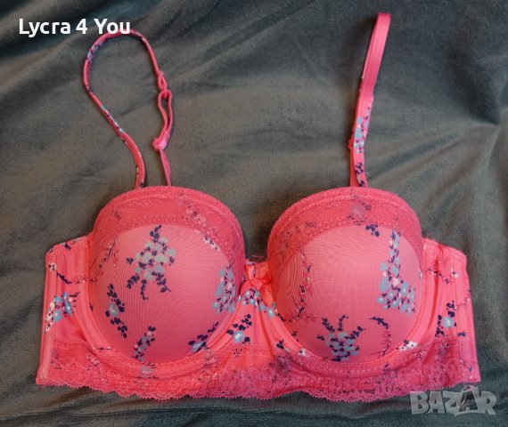 75В нов с етикет розов сутиен с флорални мотиви, снимка 9 - Бельо - 36677052