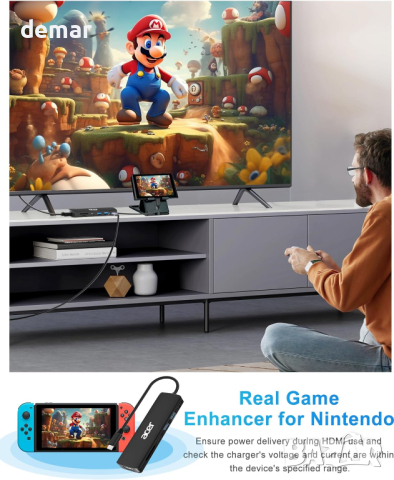 Acer USB C Hub, 7 в 1 USB C към 4K HDMI, 2 USB 3.1, Type-C, PD 100W, четец на SD карти, снимка 8 - Кабели и адаптери - 44518431