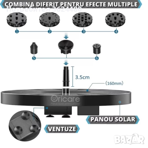 Соларен светещ фонтан за градина 4480, снимка 3 - Декорация за дома - 52472280