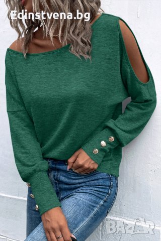 Дамска блуза в зелено с дълъг ръкав