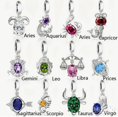 S925 Сребърни Талисмани ( ЗОДИИ - Зодиак ) за гривни 