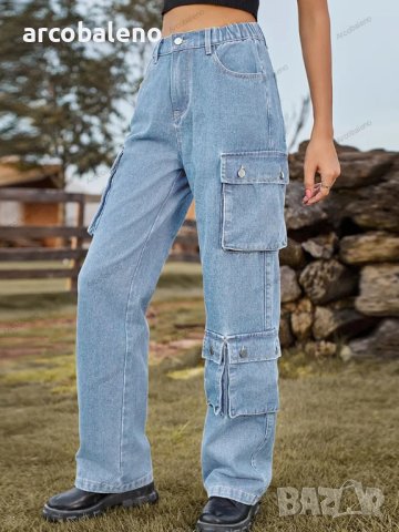 Нови ежедневни изпрани дамски дънки с много джобове, 2цвята , снимка 10 - Дънки - 42345871