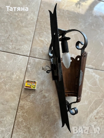 Лампа за стена от мед и стомана, снимка 2 - Антикварни и старинни предмети - 54163970