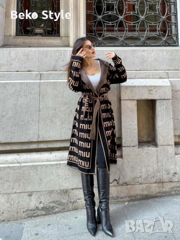 Дамска дълга жилетка с колан MiuMiu