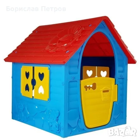 Детска градинска къщичка – Синя къща за игра на открито и закрито с отваряеми врати и прозорци, снимка 11 - Играчки за стая - 55972304