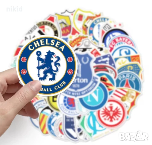 50 бр лого фотбол отбори самозалепващи лепенки стикери за украса декор картонена торта и др парти, снимка 5 - Други - 50862021