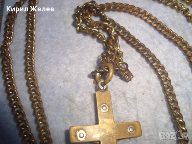 СТАРИННО ПОСРЕБРЕНО БРОНЗОВО РАЗПЯТИЕ КРЪСТ МАЙСТОРСКА РЯДКА РАБОТА с ПОЗЛАТЕНА РЕТРО ВЕРИЖКА 17316 , снимка 10 - Антикварни и старинни предмети - 37170808