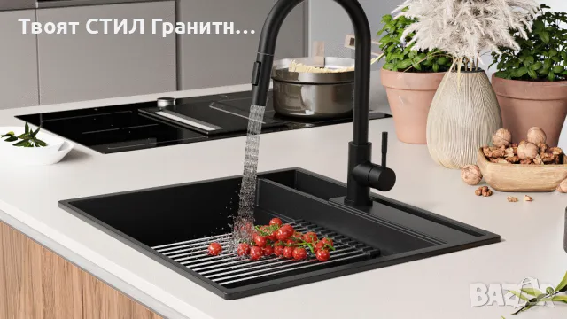 К-т Мивка+Смесител+Сифон Цветове Кухненска Мивка от гранит модел Осло 60 Премиум 580 x 530 мм + Смес, снимка 3 - Мивки - 47686963