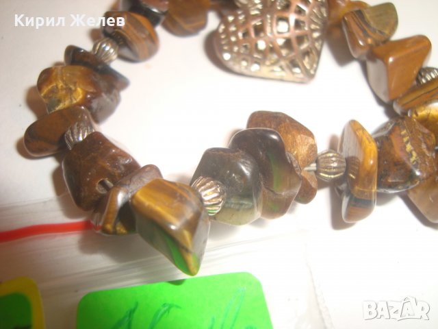 СКЪПОЦЕННА ГРИВНА от ТИГРОВО ОКО със СЪРЧИЦЕ АРТ СТИЛ РЪЧНА ИЗРАБОТКА 15045, снимка 3 - Гривни - 30410849