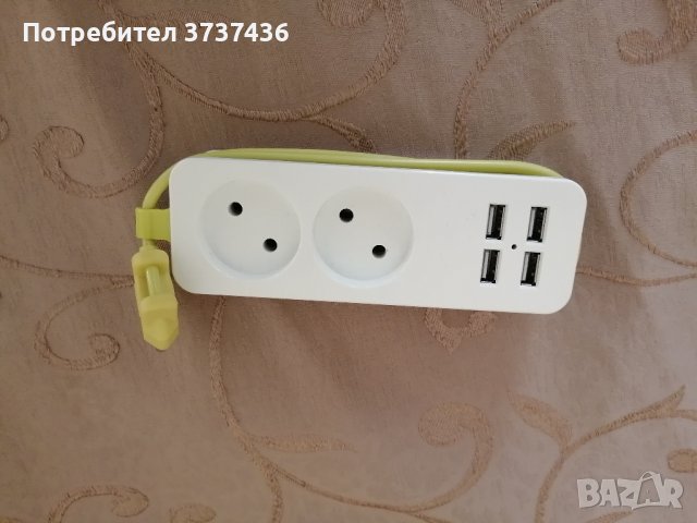 разклонител с две гнезда за ток и четири гнезда за USB , снимка 4 - USB кабели - 44412391