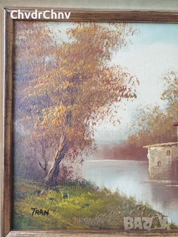 38x33см/2бр стари картини масло върху платно/пейзажи/картина в дървена рамка, снимка 8 - Картини - 49028098