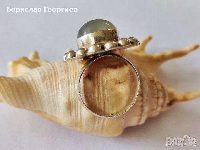 Сребърен пръстен с лунен камък, снимка 3 - Пръстени - 44366909