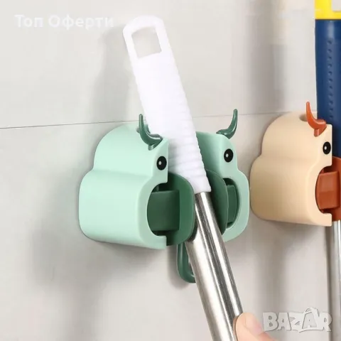Многофункционална стенна поставка за мопове и метли във форма на крава, снимка 3 - Други - 48930285