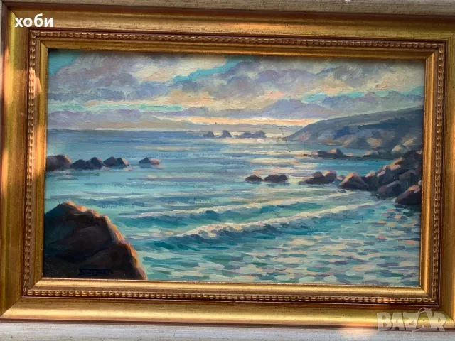 стара картина морски пейзаж, снимка 4 - Картини - 55877584
