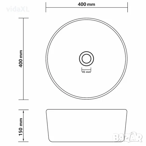 vidaXL Луксозна кръгла мивка, матово черна, 40x15 см, керамика, снимка 6 - Мивки - 56146119
