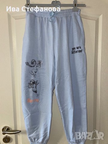 Памучно светло синьо долнище спортен памучен панталон  долница Bershka XL размер ангелчета ангели , снимка 1 - Спортни екипи - 42814112