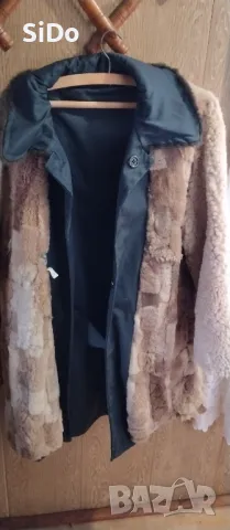 HOBA Синя шуба с кожа отвътре размер 52, снимка 3 - Други - 49893318
