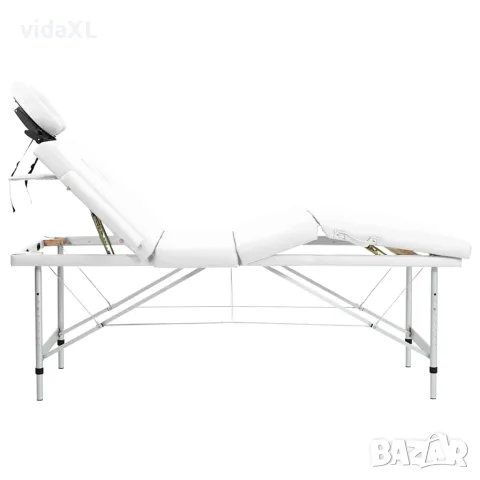 vidaXL Алуминиева масажна кушетка с 4 зони, цвят: кремаво-бял, снимка 3 - Кушетки - 56146050
