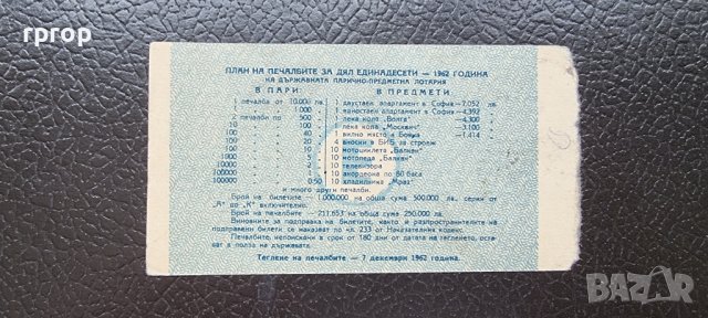 България. 50 стотинки. 1962 година. Българска Държавна лотария.  Стара емисия.  , снимка 2 - Нумизматика и бонистика - 42440270