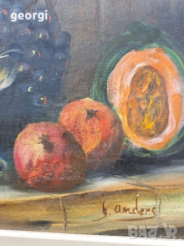 голяма стара картина натюрморт , снимка 10 - Картини - 51392256