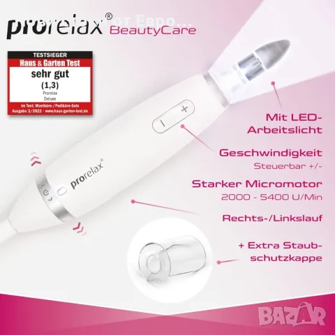 prorelax Комплект за маникюр/педикюр DELUXE |  За мъже и жени , снимка 5 - Електрически пили за пети - 49464754