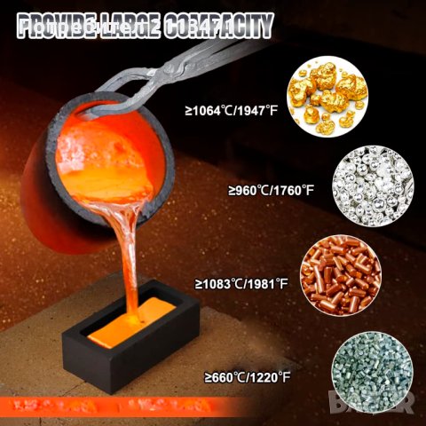 Пещ за топене на пропан / Метална леярна пещ с графитен тигел и клещи / Пещ за керамика, снимка 11 - Други - 40327817