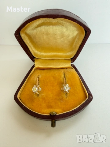 Руски класически 14k златни обеци със диаманти