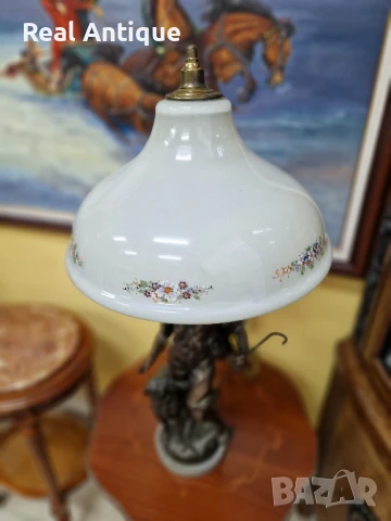 Уникална антикварна френска бронзова фигурална лампа Арт Деко , снимка 4 - Антикварни и старинни предмети - 51404243