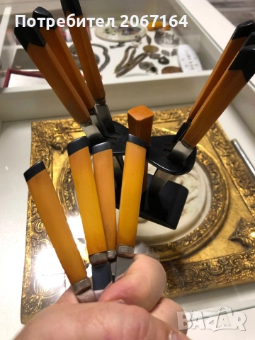 Ножчета с дръжки от кехлибар бакелит, снимка 5 - Антикварни и старинни предмети - 51870844