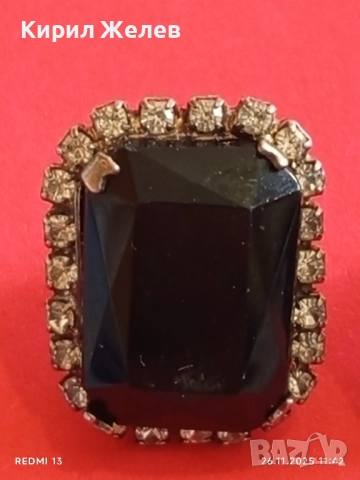 Обеци с черни камъни ОНИКС и диаманти закопчаване тип пиронче 37585, снимка 2 - Обеци - 52546529