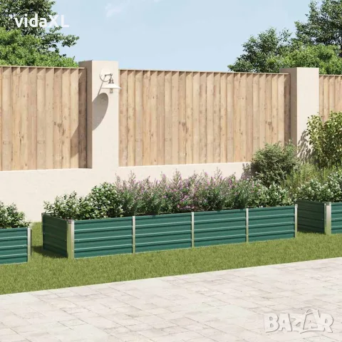 vidaXL Градинска висока леха поцинкована стомана 320x80x45 см зелена, снимка 2 - Саксии и кашпи - 56147623