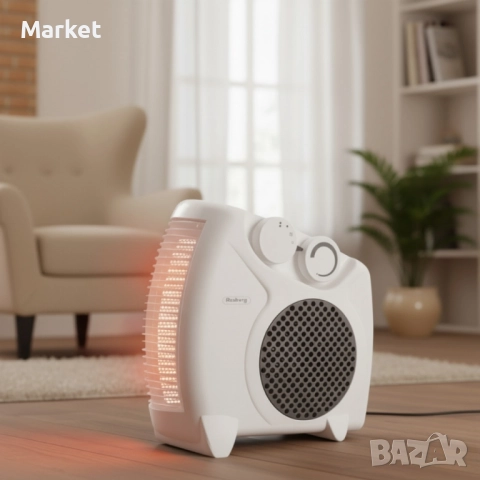 Отоплителна вентилаторна печка Rosberg – 2000W, черен/бял, снимка 4 - Отоплителни печки - 51812069