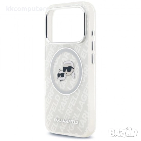 Оригинален кейс Karl Lagerfeld Karl and Choupette Glitter MagSafe, За iPhone 17 Pro (6.3), Прозрачен, снимка 5 - Резервни части за телефони - 51825671