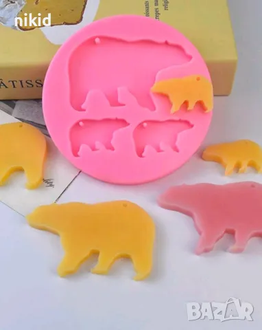 3 мечка силиконов молд форма фондан шоколад висулка ключодържател