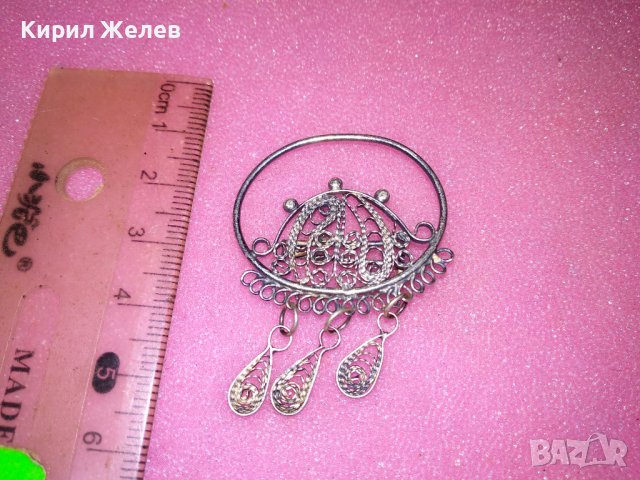 СТАРА ФИЛИГРАННА СРЕБЪНА БРОШКА СРЕБРО ВИСОКА ПРОБА РЕТРО БИЖУ РЪЧНА МАЙСТОРСКА ИЗРАБОТКА 42075, снимка 8 - Антикварни и старинни предмети - 44394422