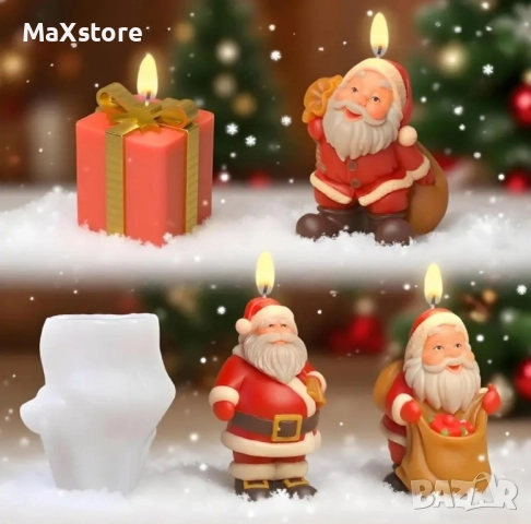 3D 3 модела Дядо Коледа Силиконов молд форма свещи гипс сапун смола фондан 