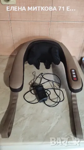 На практика нов/ползван само два пъти/ 3D шиацу масажор за рамене и врат, снимка 2 - Масажори - 50439795