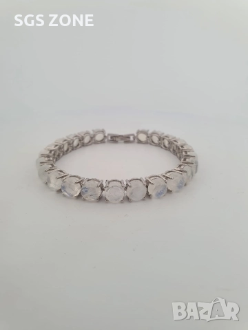 ГОЛЯМА СРЕБЪРНА ГРИВНА С АКВАМАРИН ИЛИ ЛУНЕН КАМЪК, снимка 4 - Гривни - 52401145