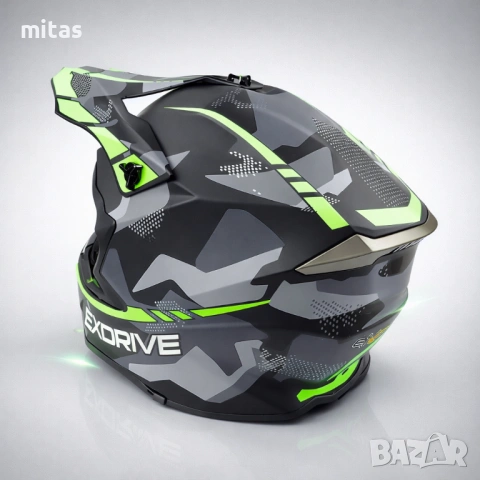 Кросова каска EXDRIVE, Full Face, DOT Сертификат, Размер: XL, снимка 4 - Аксесоари за велосипеди - 52145107