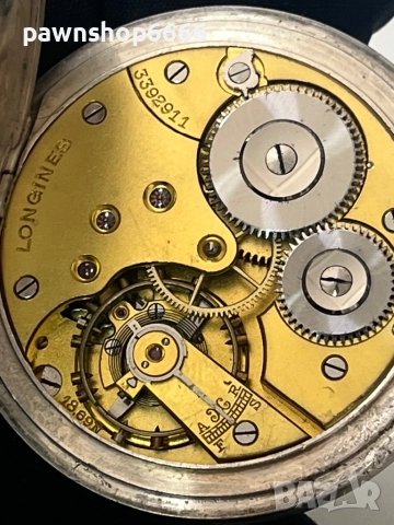 Продавам антикварен джобен часовник Longines (1916-1917 г.) – сребро 0.800, ръчно рисуван циферблат, снимка 16 - Мъжки - 51532682